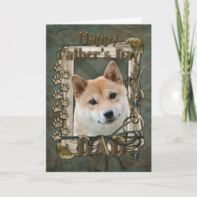 Tarjeta Día de padres - patas de piedra - Shiba Inu (Anverso)