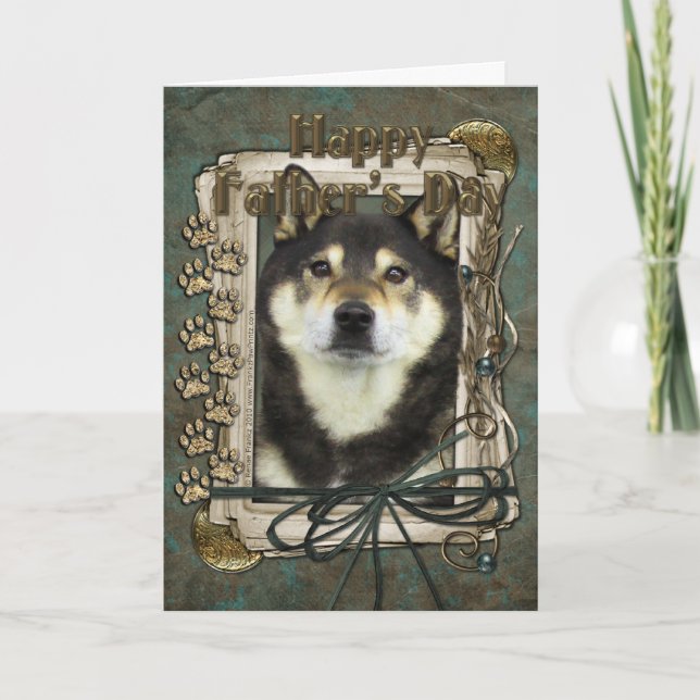 Tarjeta Día de padres - patas de piedra - Shiba Inus - (Anverso)