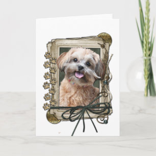 Tarjeta Día de padres - patas de piedra - ShihPoo - Maggie