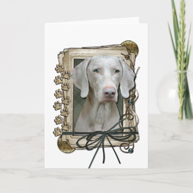 Tarjeta Día de padres - patas de piedra - Weimaraner (Anverso)