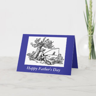 Tarjeta Día de padres - pesca del papá en el río