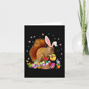 Tarjeta Día de Pascua de la ardilla lindo Conejo Eggys Día