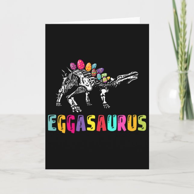 Tarjeta Día de Pascua Dino - Eggasaurus Stegosaurus Huevo  (Anverso)
