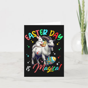 Tarjeta Día de Pascua es mágico Conejito lindo montando Ca
