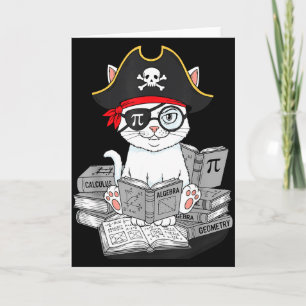 Tarjeta Día de Pi Gato Friki de Matemáticas Pirata de Mate