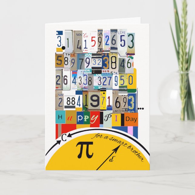 Tarjeta Día de Pi para Hermano, números reducidos (Anverso)