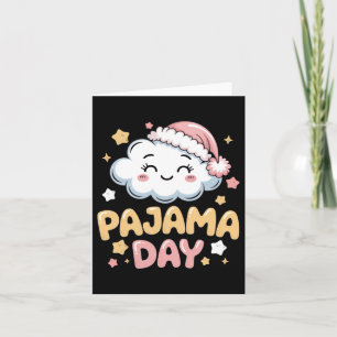 Tarjeta Día de Pijama Lindo Arte de Nube de Dibujos Animad