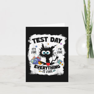 Tarjeta Día de prueba Divertido profesor de gato con énfas