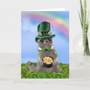 Tarjeta Día de San Patricio - Afortunado mapache