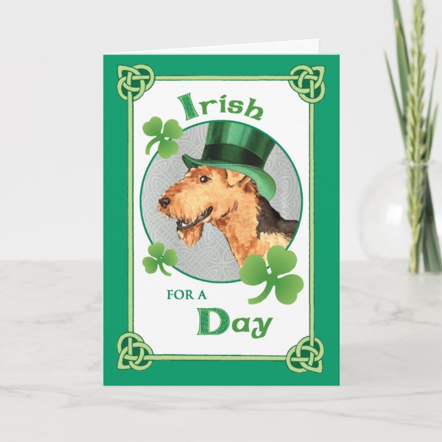Tarjeta Día de San Patricio Airedale (Anverso)