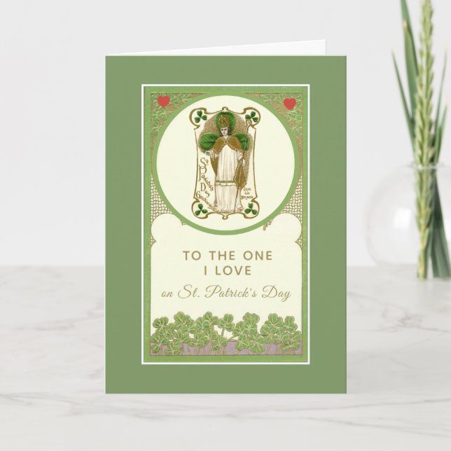 Tarjeta Día de San Patricio al que amo religioso (Anverso)