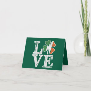 Tarjeta Día de San Patricio Amor Afortunado Trébol Verde I