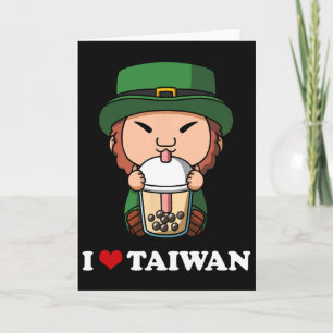 Tarjeta Día de San Patricio Anime Duende Bubble Tea Me enc