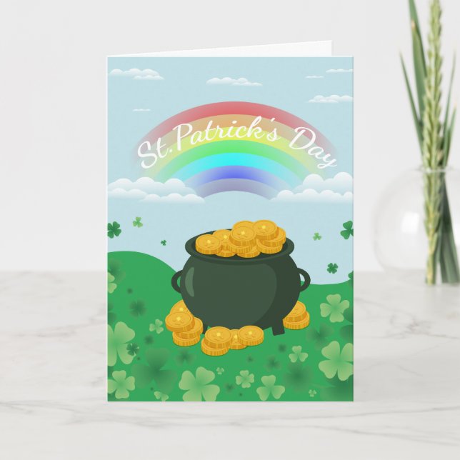 Tarjeta día de San Patricio arcoíris de la suerte (Anverso)