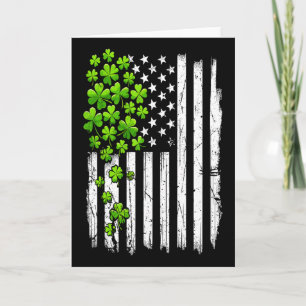 Tarjeta Día de San Patricio Bandera Americana Retro con Tr