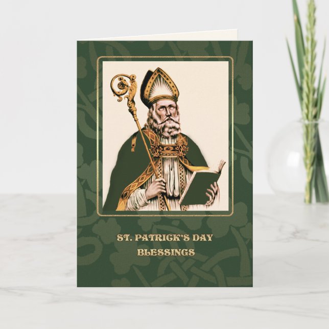 Tarjeta Día de San Patricio bendice a religiosos (Anverso)