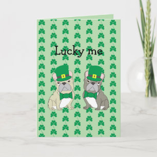 Tarjeta Día de San Patricio, Bulldog Francés