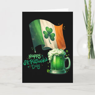 Tarjeta Día de San Patricio Cerveza Irlandesa Bandera de I