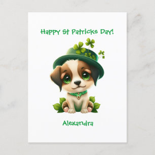 Tarjeta Día de San Patricio con Perro de Leprechau