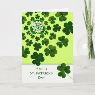 Tarjeta Día de San Patricio con Shamrock y Clover Bloom