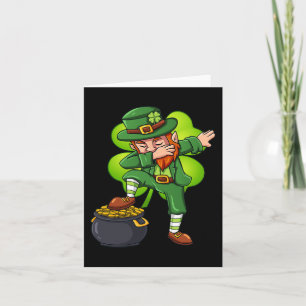 Tarjeta Día de San Patricio Dabbing Leprechaun Chica de ni