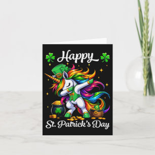 Tarjeta Día de San Patricio Dabbing Unicornio Chicas Feliz