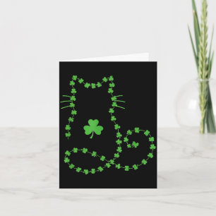 Tarjeta Día de San Patricio de gato tréboles retro gatito 
