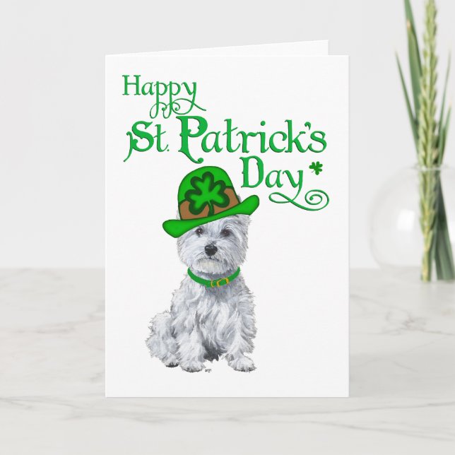 Tarjeta Día de San Patricio de Westie (Anverso)
