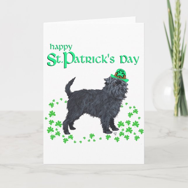 Tarjeta Día de San Patricio del Affenpinscher (Anverso)