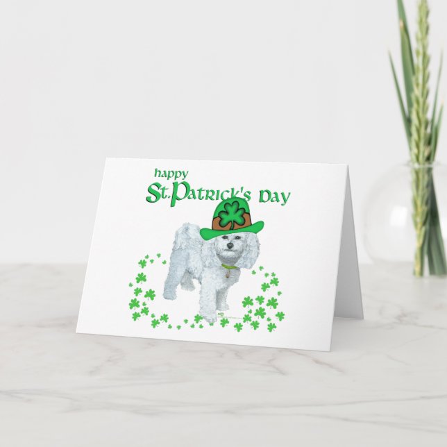 Tarjeta Día de San Patricio del Bichon Frise (Anverso)