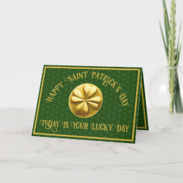 Tarjeta Día de San Patricio del Trébol Dorado Personalizad