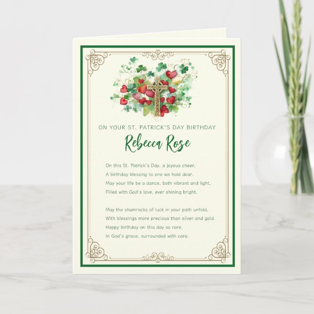 Tarjeta Día de San Patricio Día de Aniversario de la Cruz  (Anverso)