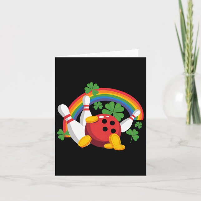 Tarjeta Día de San Patricio Duende Trébol de Bowling Diver (Anverso)