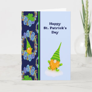 Tarjeta Día de San Patricio en azul oscuro y claro con Gno