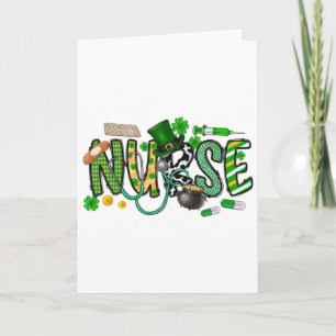 Tarjeta Día de San Patricio Enfermera Irlandesa Trébol