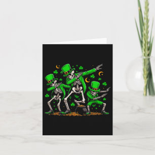 Tarjeta Día de San Patricio Esqueleto Bailando Trébol2