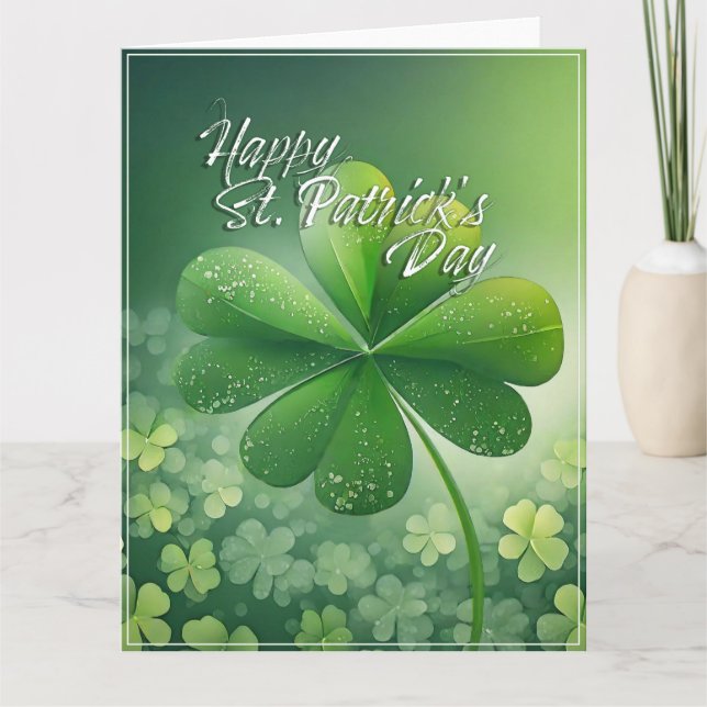 Tarjeta Día de San Patricio Feliz tréboles verdes (7) c (Anverso)