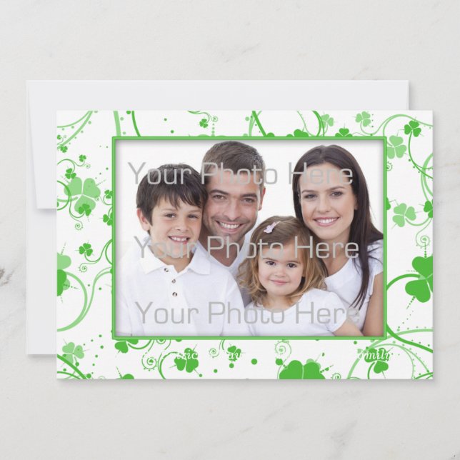 Tarjeta Día de San Patricio, foto de Shamrock Swirls (Anverso)