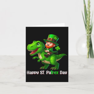 Tarjeta Día de San Patricio Funny Leprechaun Riding Dino T