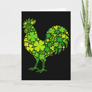 Tarjeta Día de San Patricio Gallo Shamrock Granjero Irland