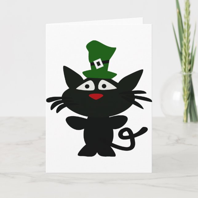 Tarjeta Día de San Patricio: Gato negro (Anverso)