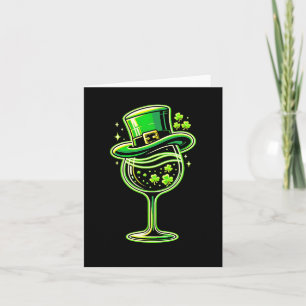 Tarjeta Día de San Patricio Gl de Vino de Shamrock para ho