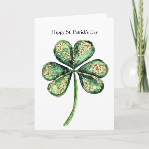 Tarjeta Día de San Patricio Green Gold Glitz Trébol