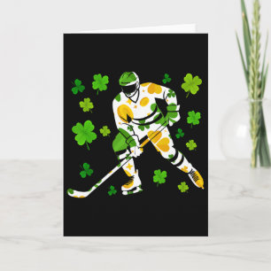 Tarjeta Día de San Patricio Hockey Trébol Antiguo Stick Sa