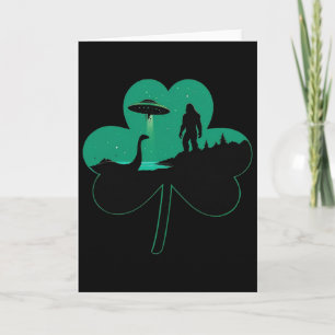 Tarjeta Día de San Patricio Hombres Alien Ovni Trébol Sasq