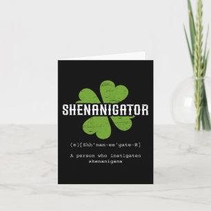 Tarjeta Día de San Patricio Irlandés Shenanigator Divertid