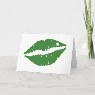 Tarjeta Día de San Patricio Labios de Trébol Afortunado Ir