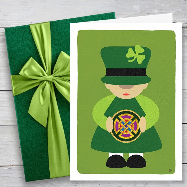 Tarjeta Día de San Patricio Leprechaun irlandés-inglés (Subido por el creador)