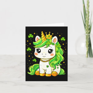 Tarjeta Día de San Patricio lindo unicornio duende día de