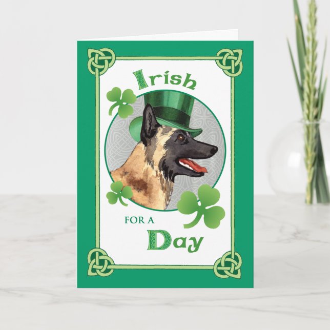Tarjeta Día de San Patricio Malinois (Anverso)